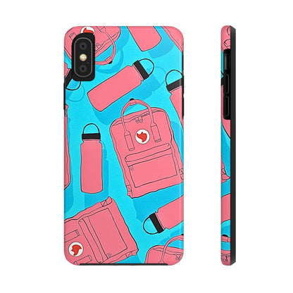 VSCO Kanken Backpack Water Bottle Pink & Blue Tough Phone Case | Aesthetic