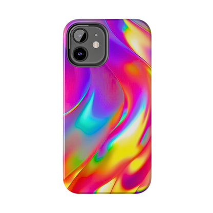 Funda resistente para teléfono con brillo metálico holográfico y estilo abstracto | Estética