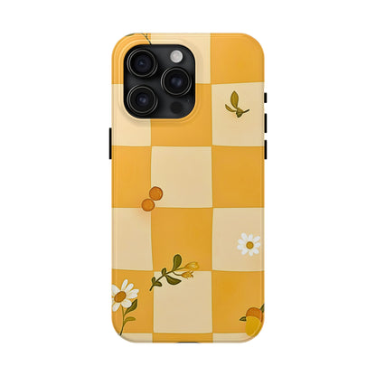Yellow Checkered Preppy Daisies Tough Phone Case | Aesthetic
