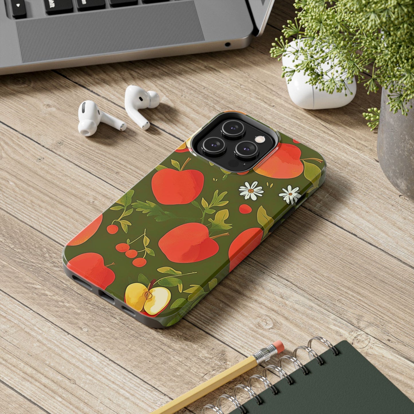 Funda/Cubierta resistente para teléfono con diseño de manzanas y bayas | Estética