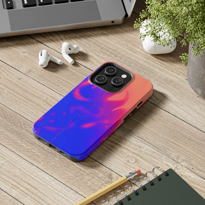 Funda resistente para teléfono con diseño de llamas, degradado abstracto y resplandor del atardecer | Estética