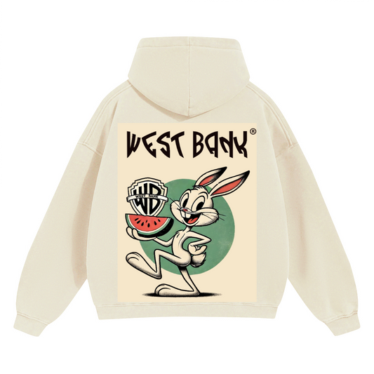 W.B West Bank Bunny Unisex Cropped Drop Shoulder Heavyweight Oversized Hoodie