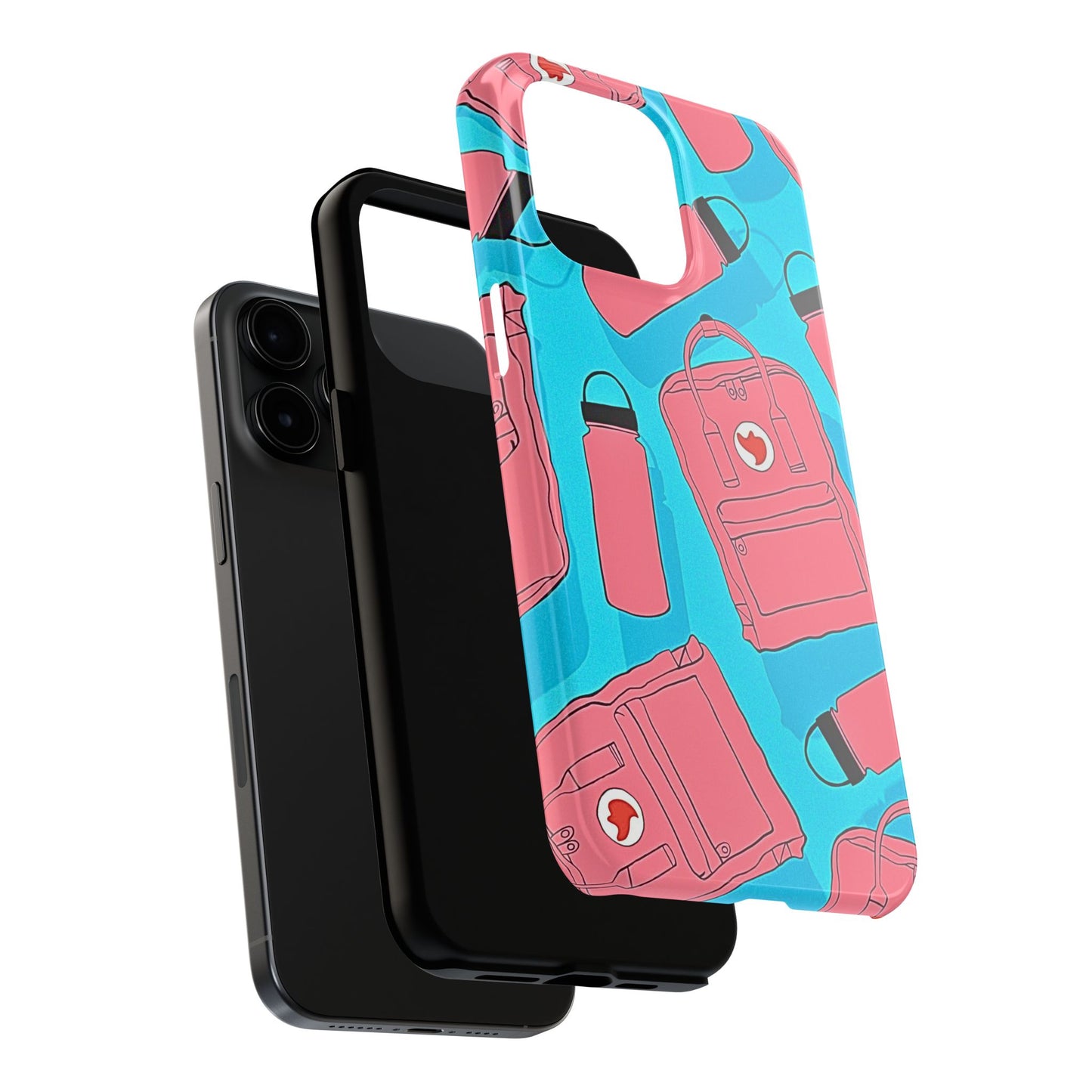 VSCO Kanken Backpack Water Bottle Pink & Blue Tough Phone Case | Aesthetic