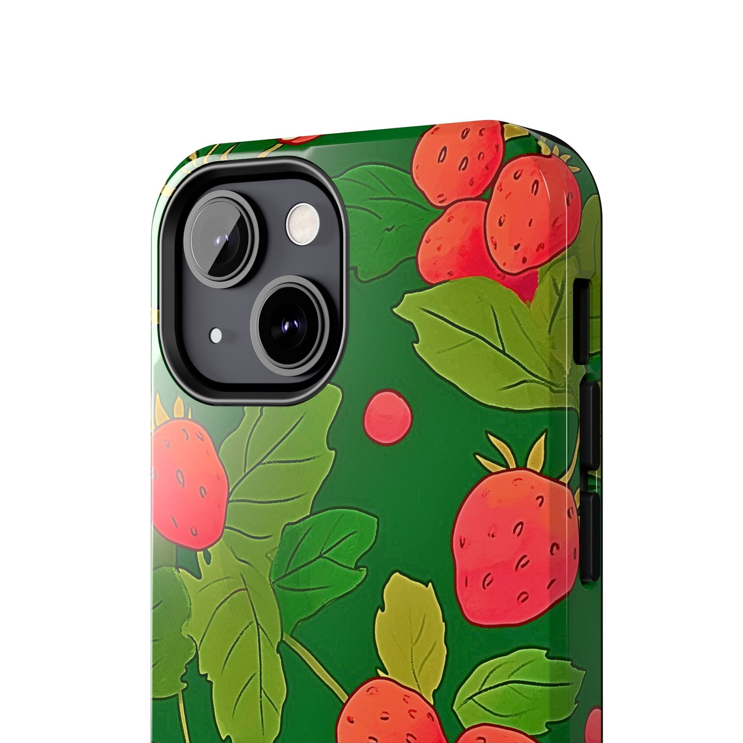Dark Strawberry Pattern Preppy Tough Phone Case | Aesthetic