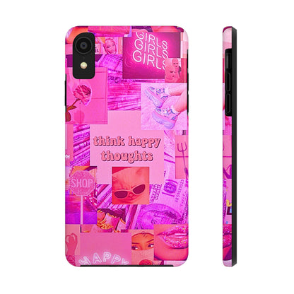 Think Happy Thoughts Pink Tough Phone Case | Aesthetic