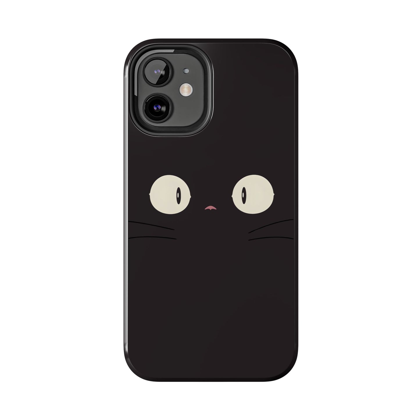 Adorable Black Cat Face and Eyes Minimal Tough Phone Case | Animals