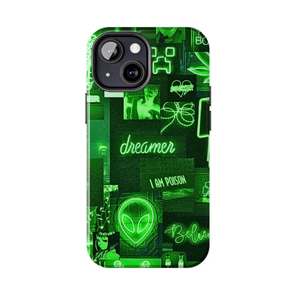 Green Neon Style Tough Phone Case | Aesthetic