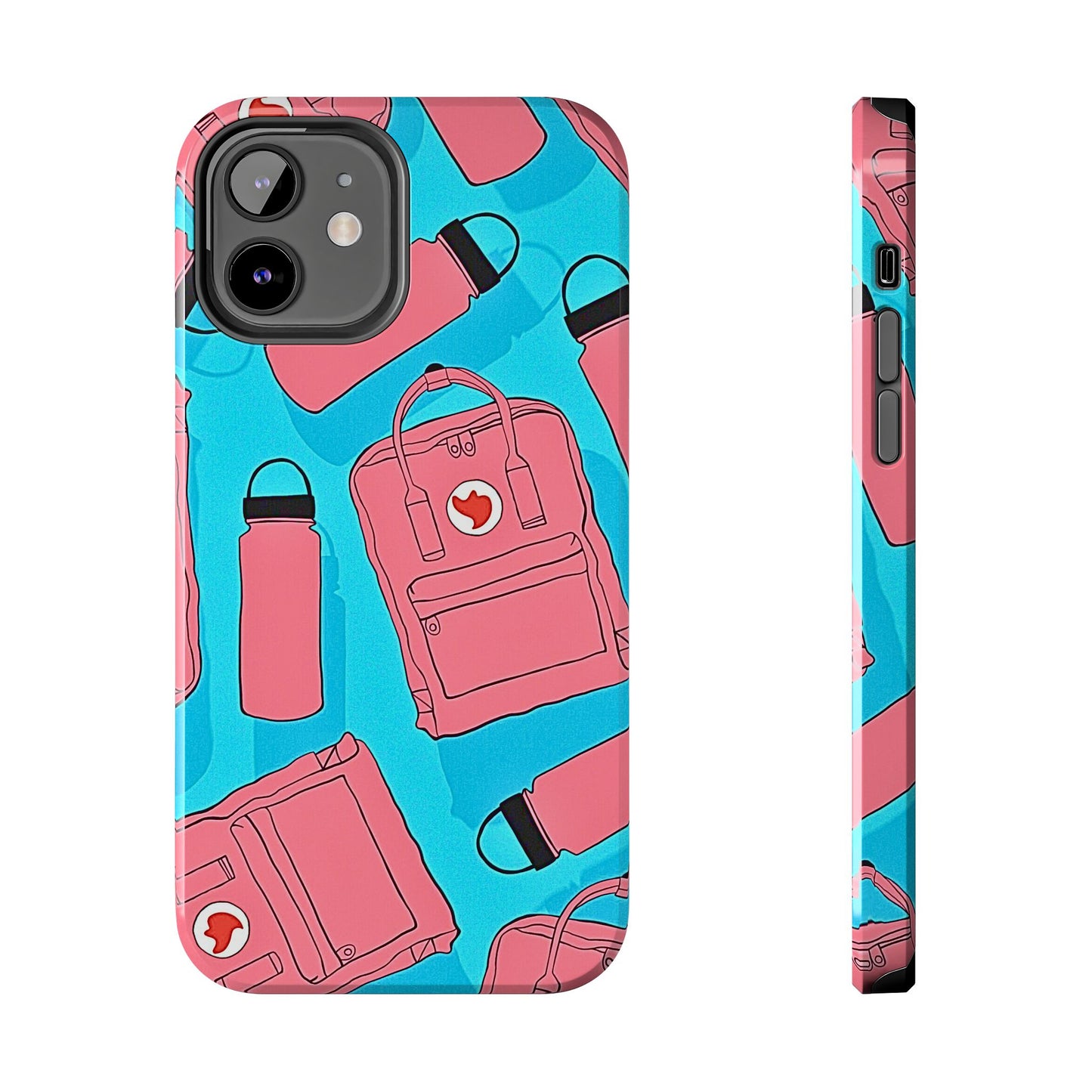 VSCO Kanken Backpack Water Bottle Pink & Blue Tough Phone Case | Aesthetic