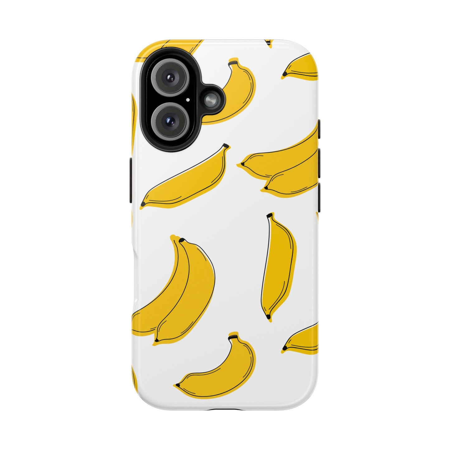 Bold Yellow Banana Pattern Minimal Line Art Tough Phone Case | Food