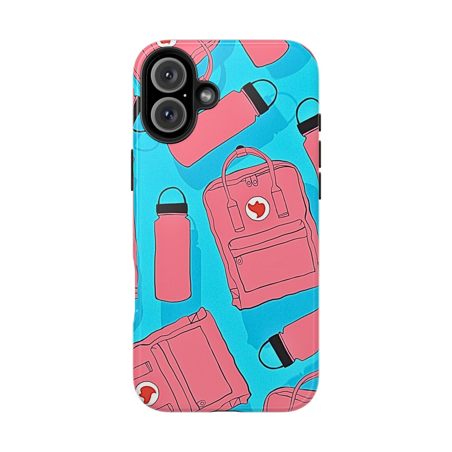 VSCO Kanken Backpack Water Bottle Pink & Blue Tough Phone Case | Aesthetic