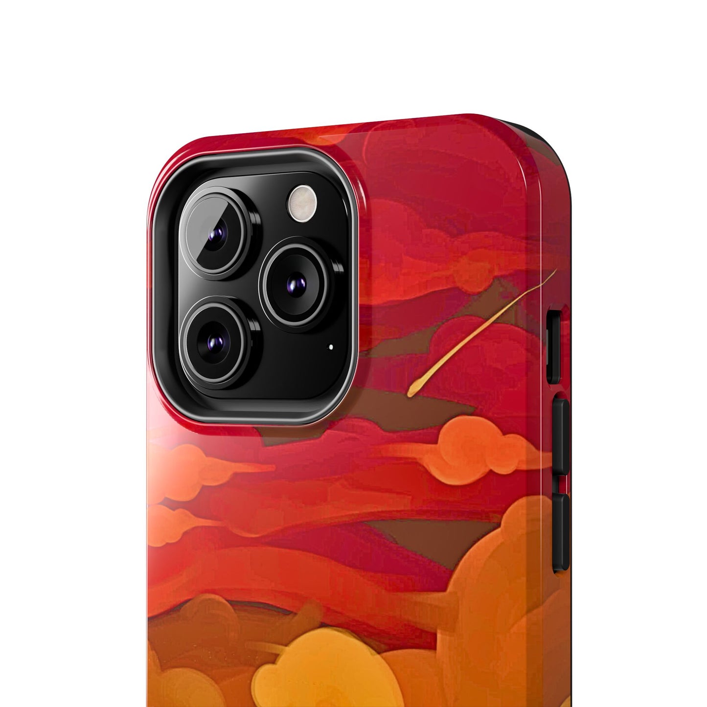 Funda resistente para teléfono con diseño de nubes rojas y naranjas | Estética