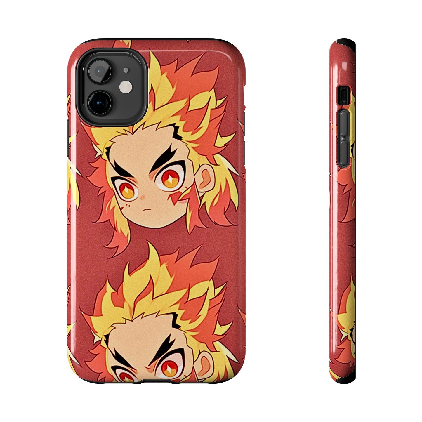 Rengoku Head Pattern Dark Orange Tough Phone Case | Anime - Demon Slayer
