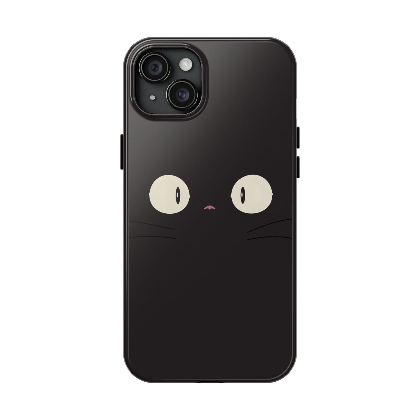 Adorable Black Cat Face and Eyes Minimal Tough Phone Case | Animals