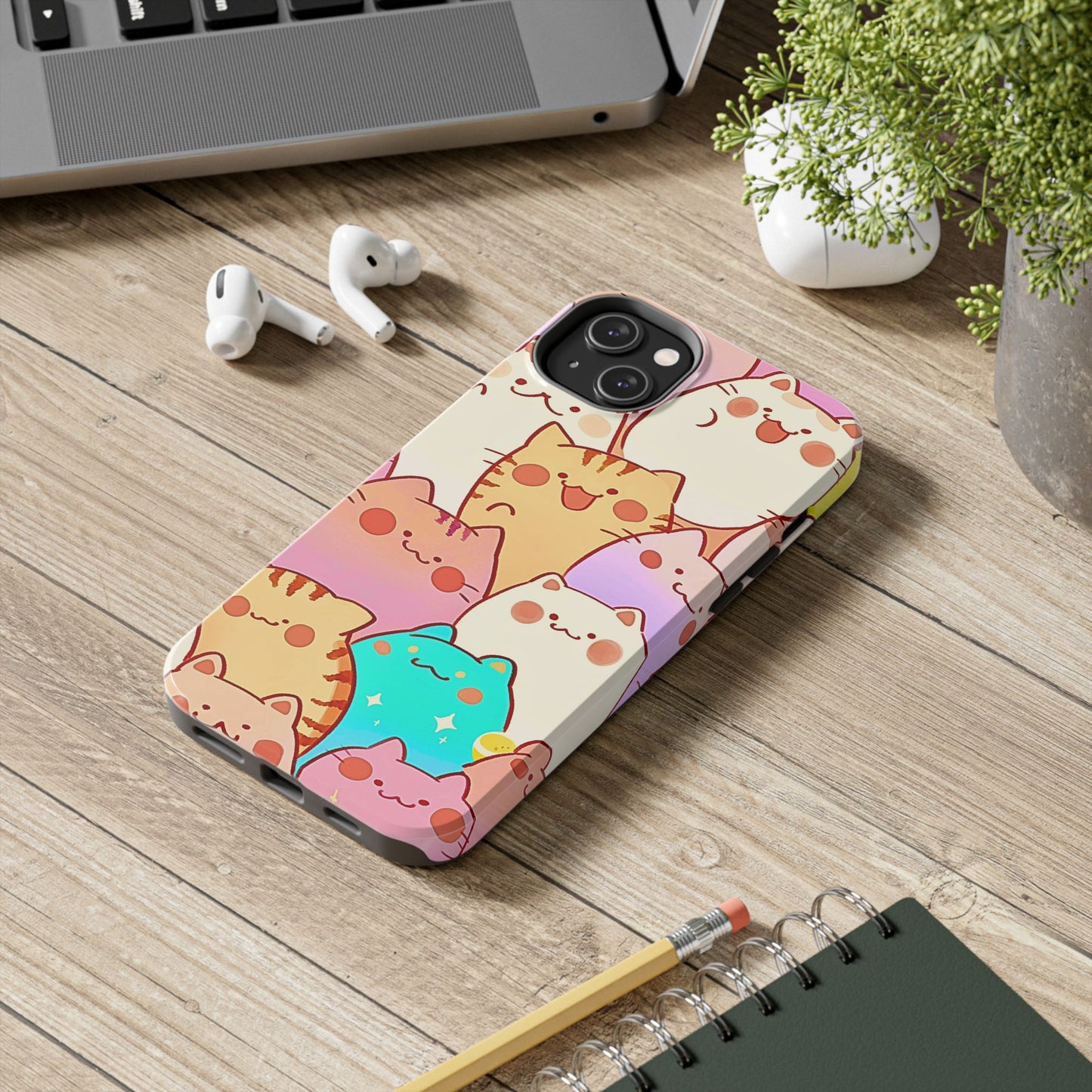 Kawaii Chubby Adorable Cats Tough Phone Case | Animals
