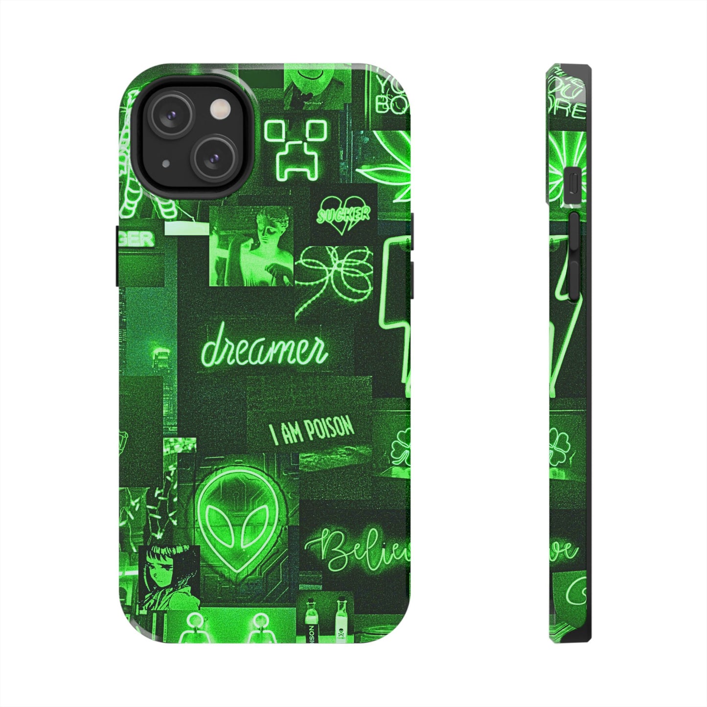 Green Neon Style Tough Phone Case | Aesthetic