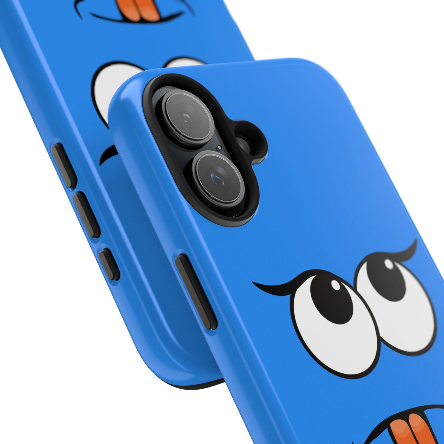 Silly Tongue Out Cartoon Face Blue Background Tough Phone Case | Funny