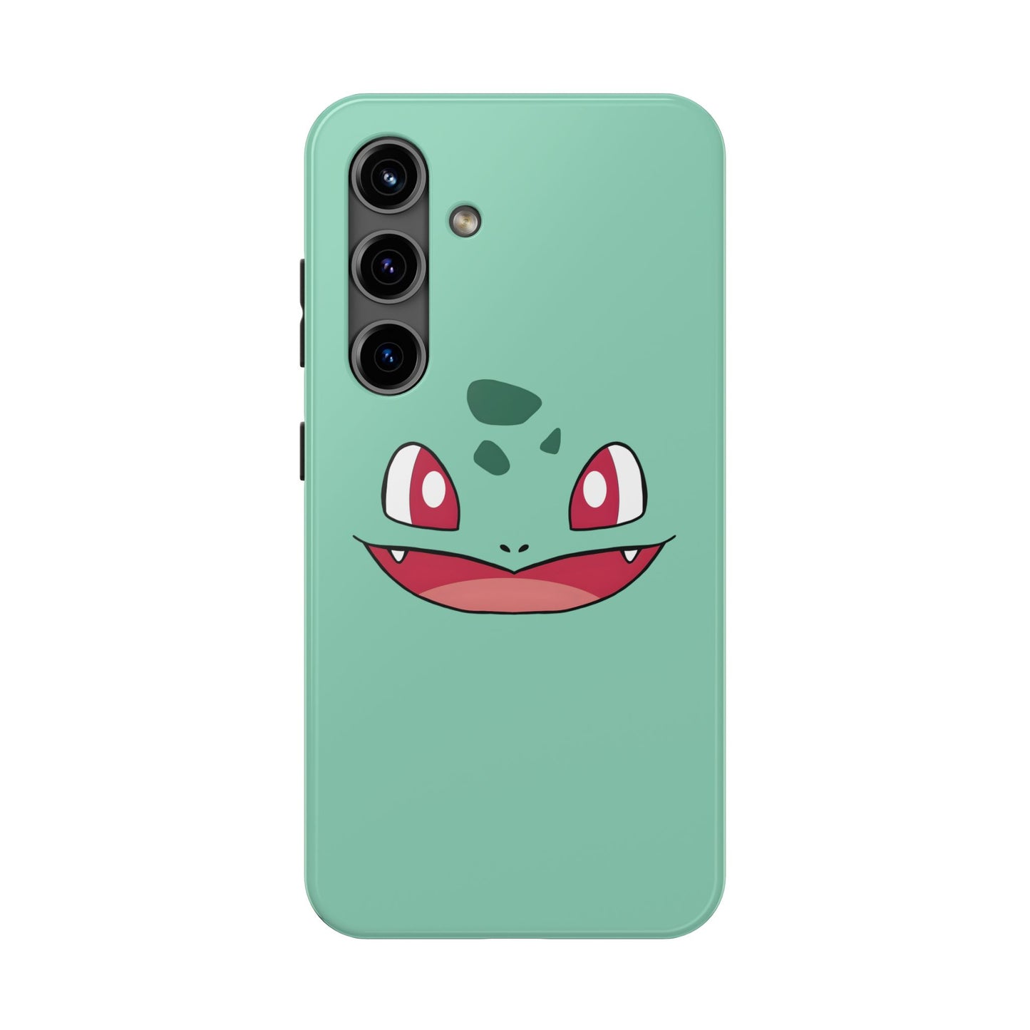 Green Leaf Dino Smile Red Eyes Cute Creature Tough Phone Case | Anime