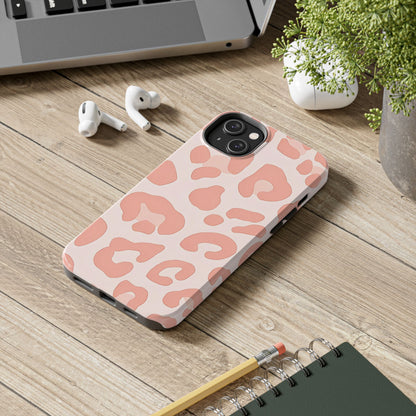 Funda resistente para teléfono con estampado de leopardo rosa preppy | Estética