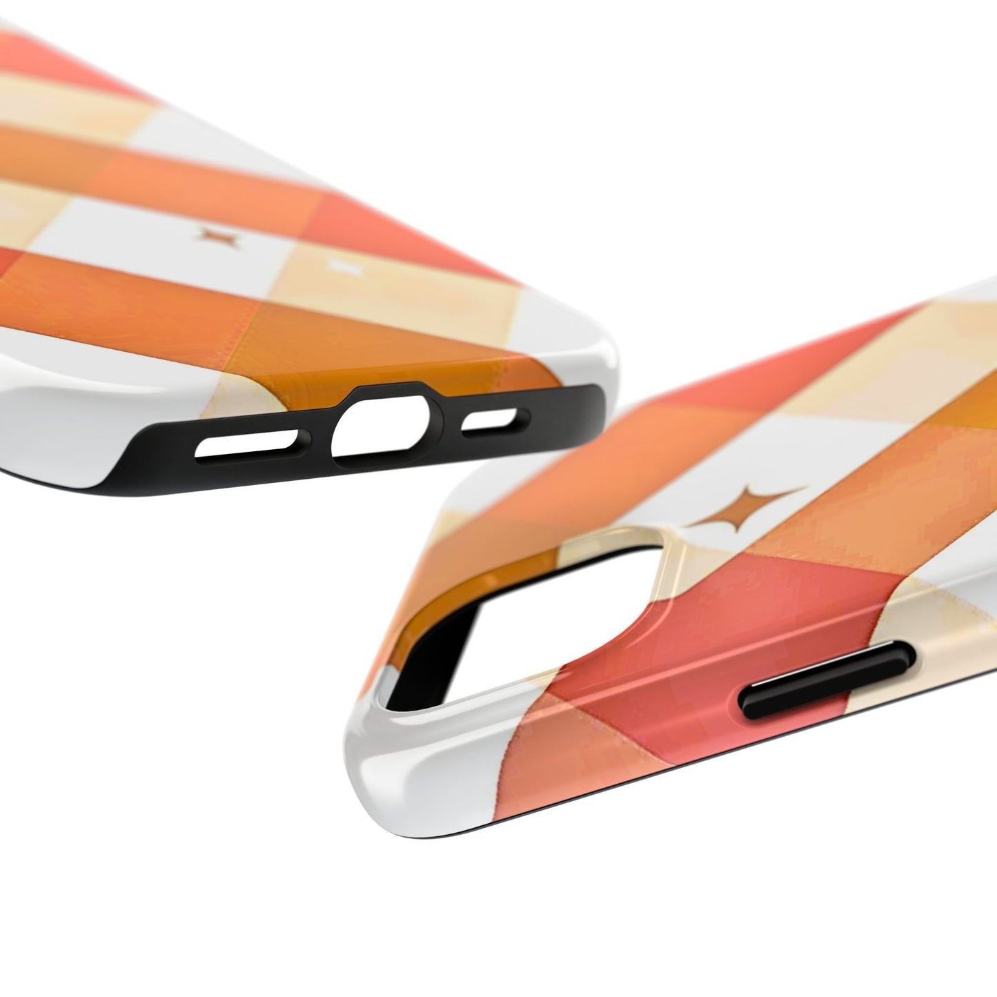 Pastel Orange & Pink Checkered Stars Tough Phone Case | Aesthetic