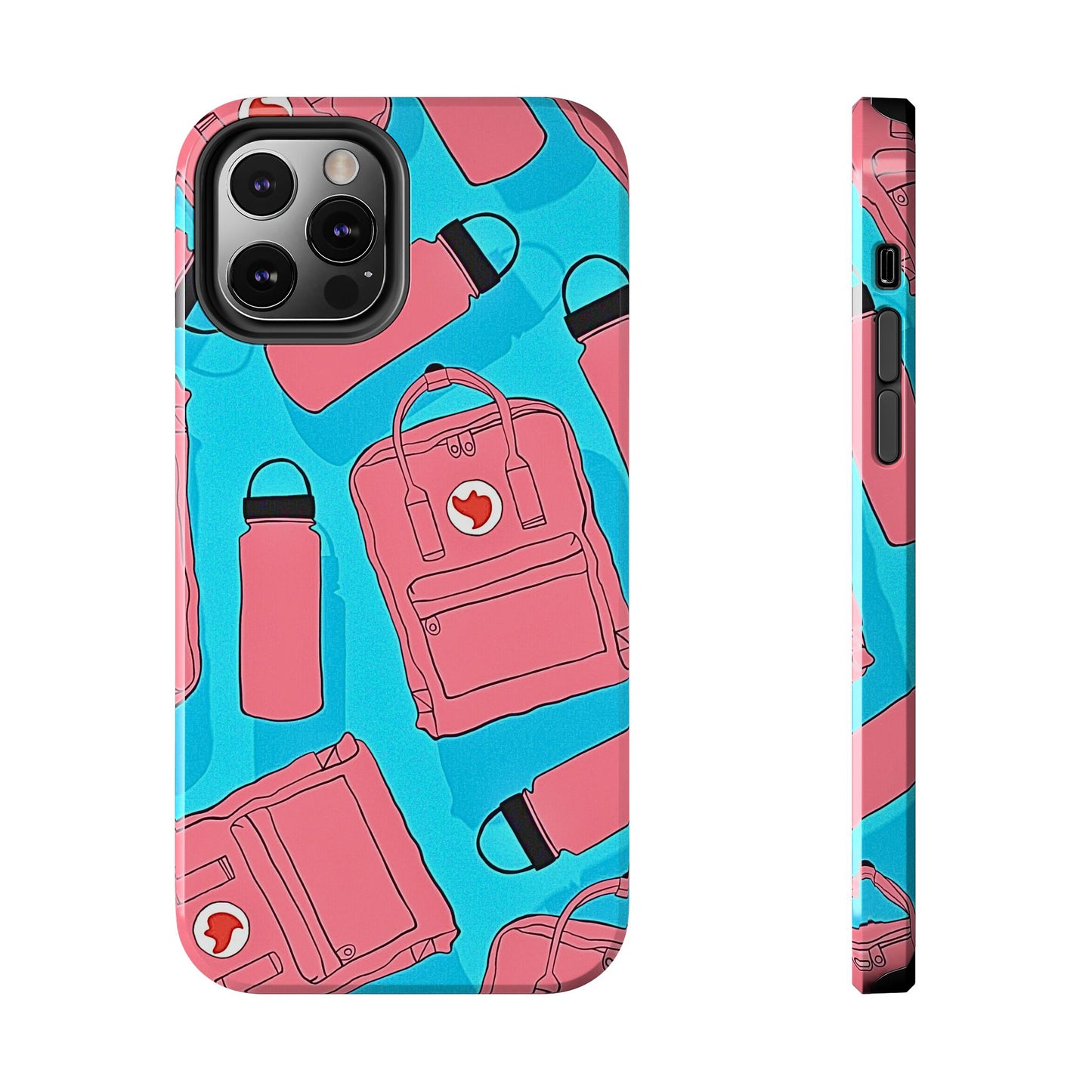VSCO Kanken Backpack Water Bottle Pink & Blue Tough Phone Case | Aesthetic