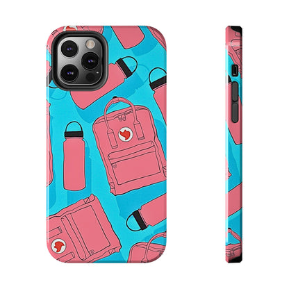 VSCO Kanken Backpack Water Bottle Pink & Blue Tough Phone Case | Aesthetic