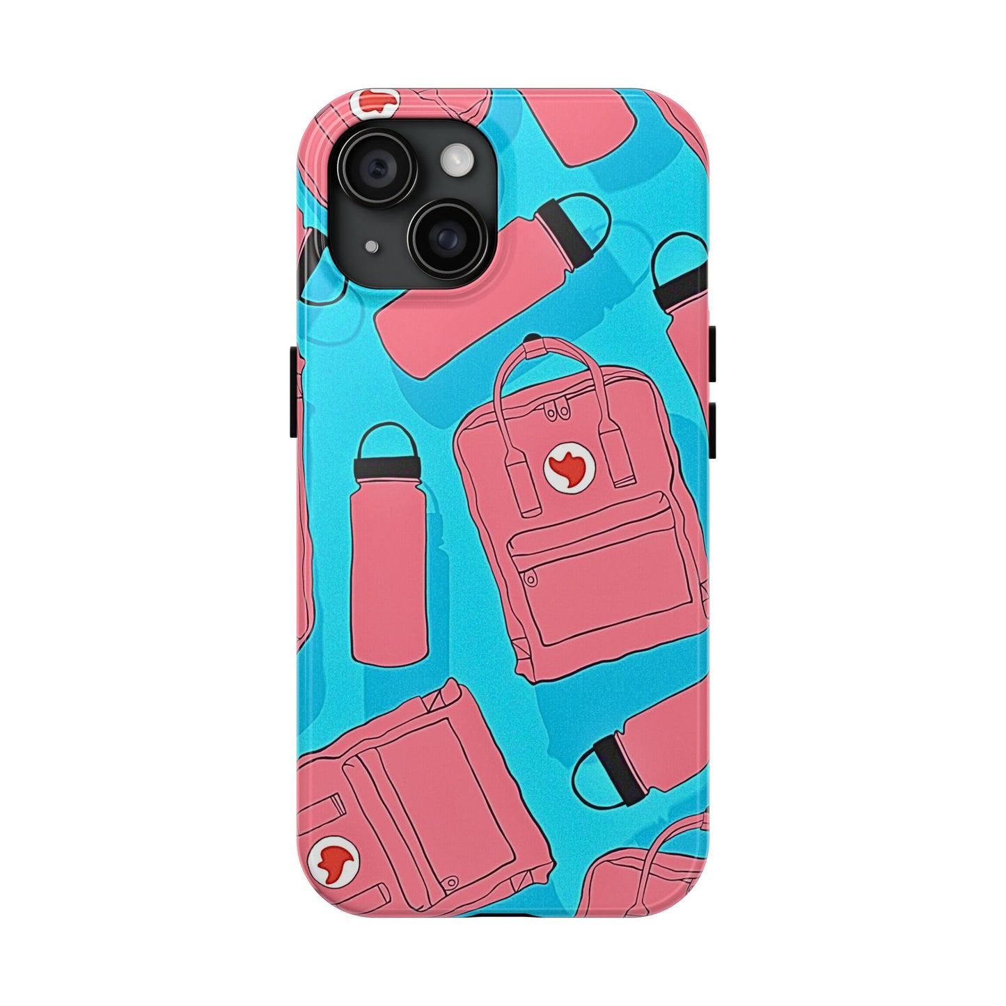 VSCO Kanken Backpack Water Bottle Pink & Blue Tough Phone Case | Aesthetic