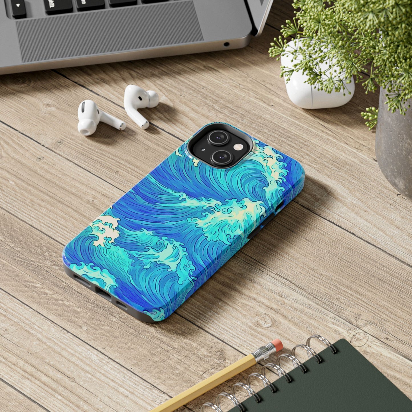Funda resistente para teléfono con diseño de olas de agua | Estética