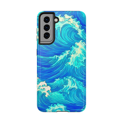Funda resistente para teléfono con diseño de olas de agua | Estética