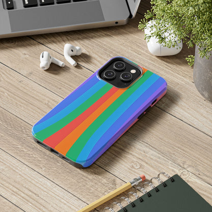 Funda resistente para teléfono con líneas de arcoíris hippies | Estética
