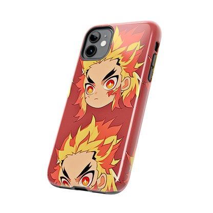 Rengoku Head Pattern Dark Orange Tough Phone Case | Anime - Demon Slayer