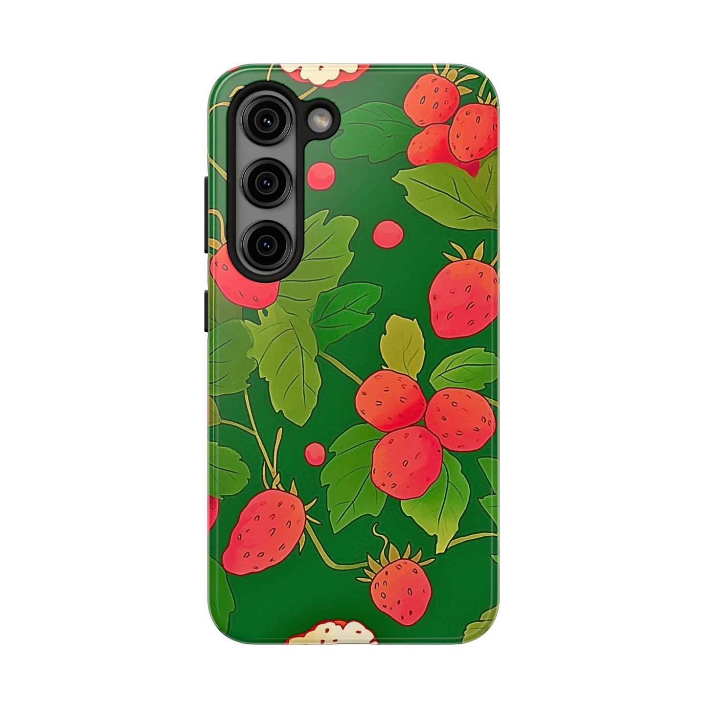 Dark Strawberry Pattern Preppy Tough Phone Case | Aesthetic
