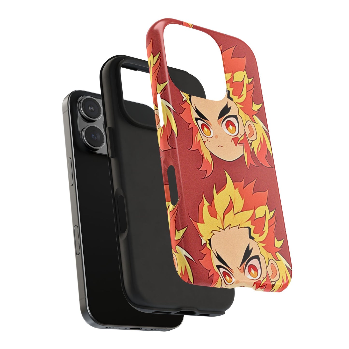 Rengoku Head Pattern Dark Orange Tough Phone Case | Anime - Demon Slayer