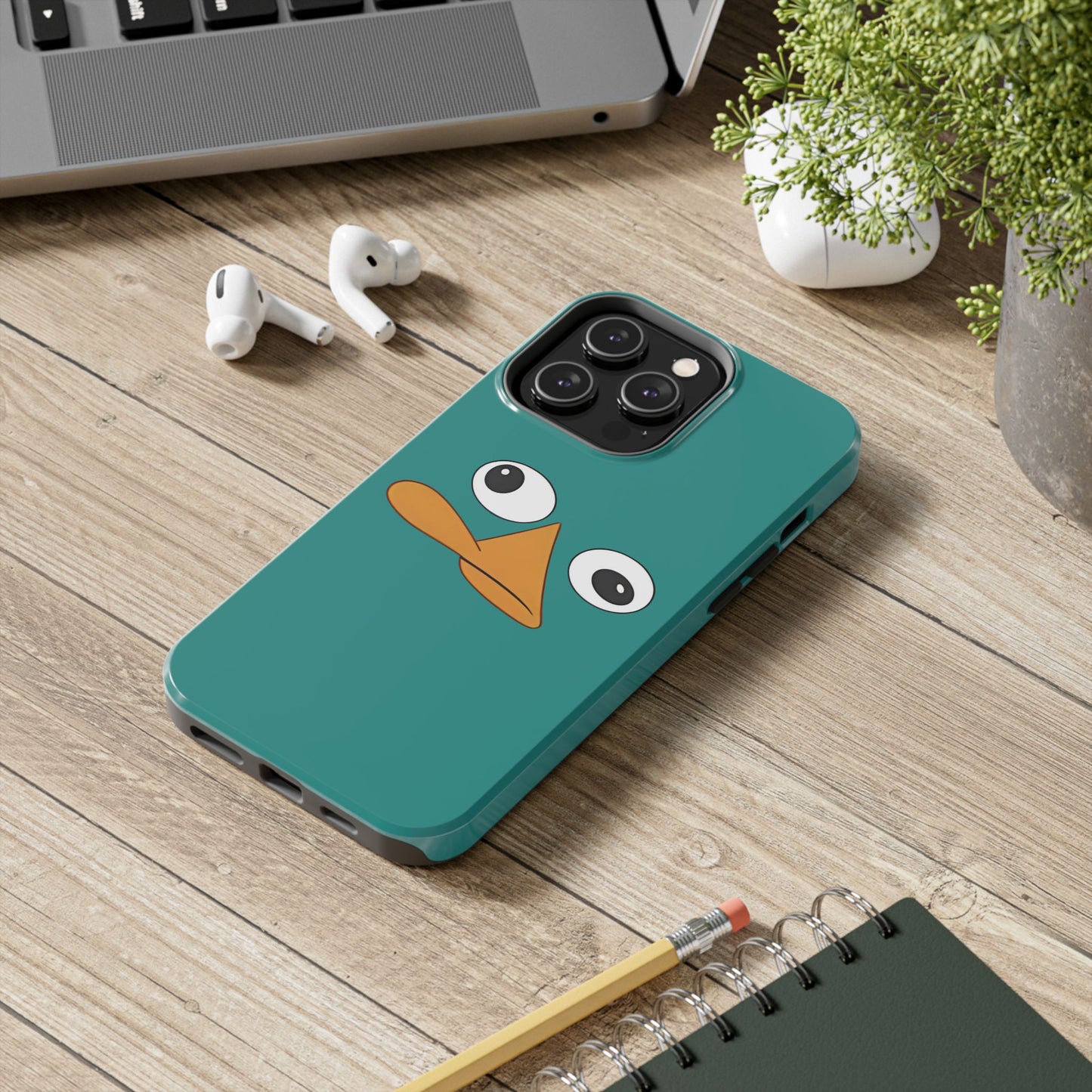 Phineas and Ferb Perry Platypus Eyes Teal Expression Tough Phone Case | Cartoon