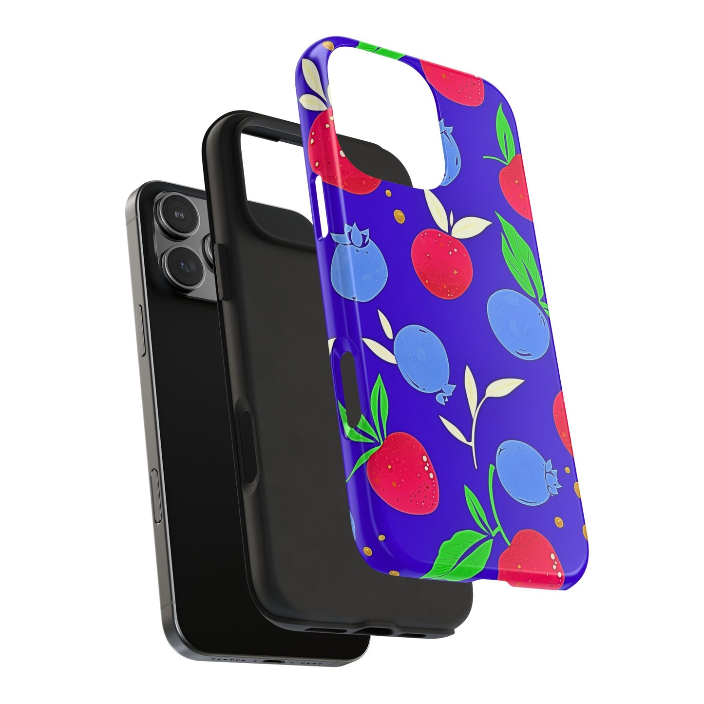 Funda resistente para teléfono con diseño de arándanos y fresas | Estética