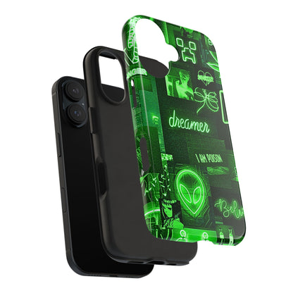 Green Neon Style Tough Phone Case | Aesthetic
