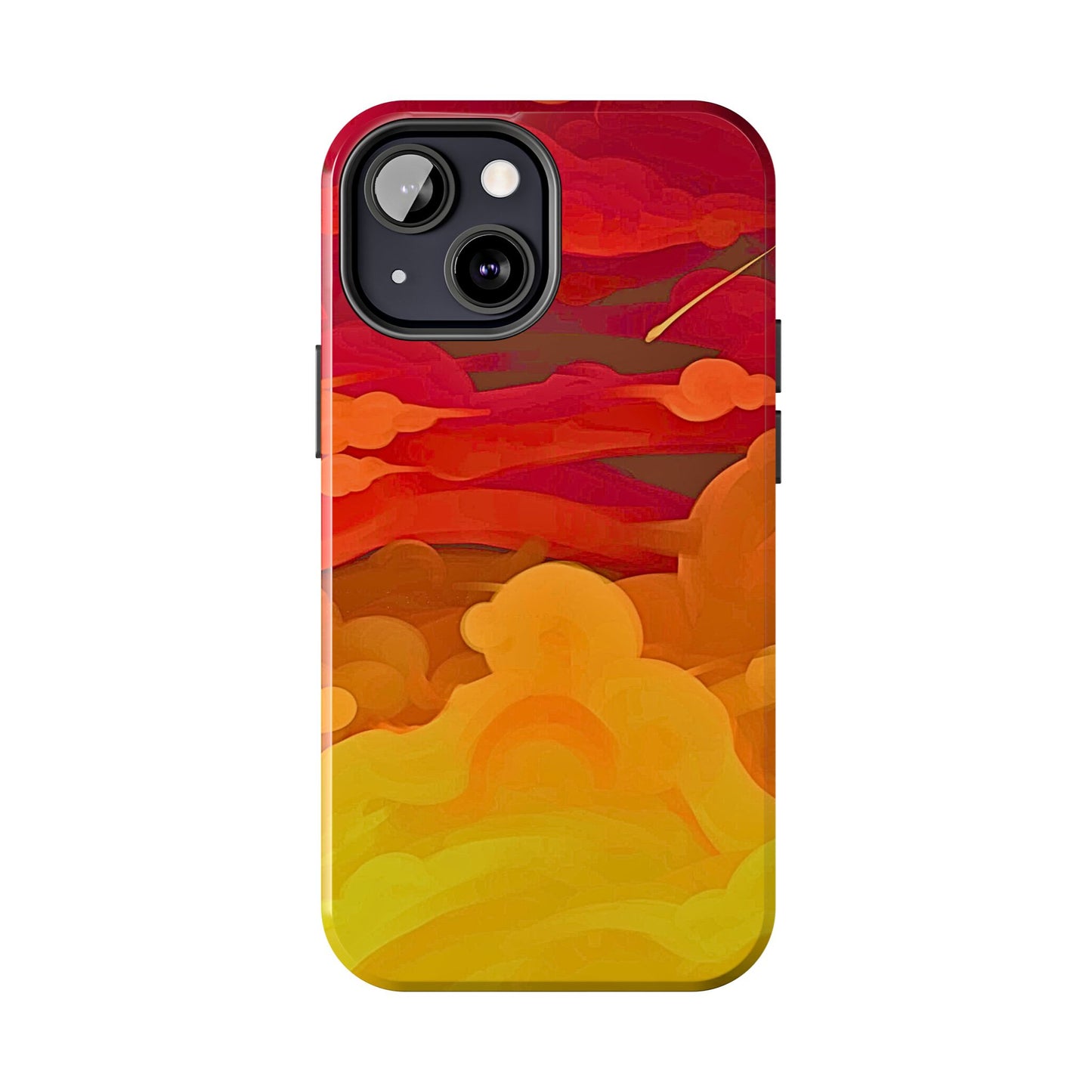 Funda resistente para teléfono con diseño de nubes rojas y naranjas | Estética