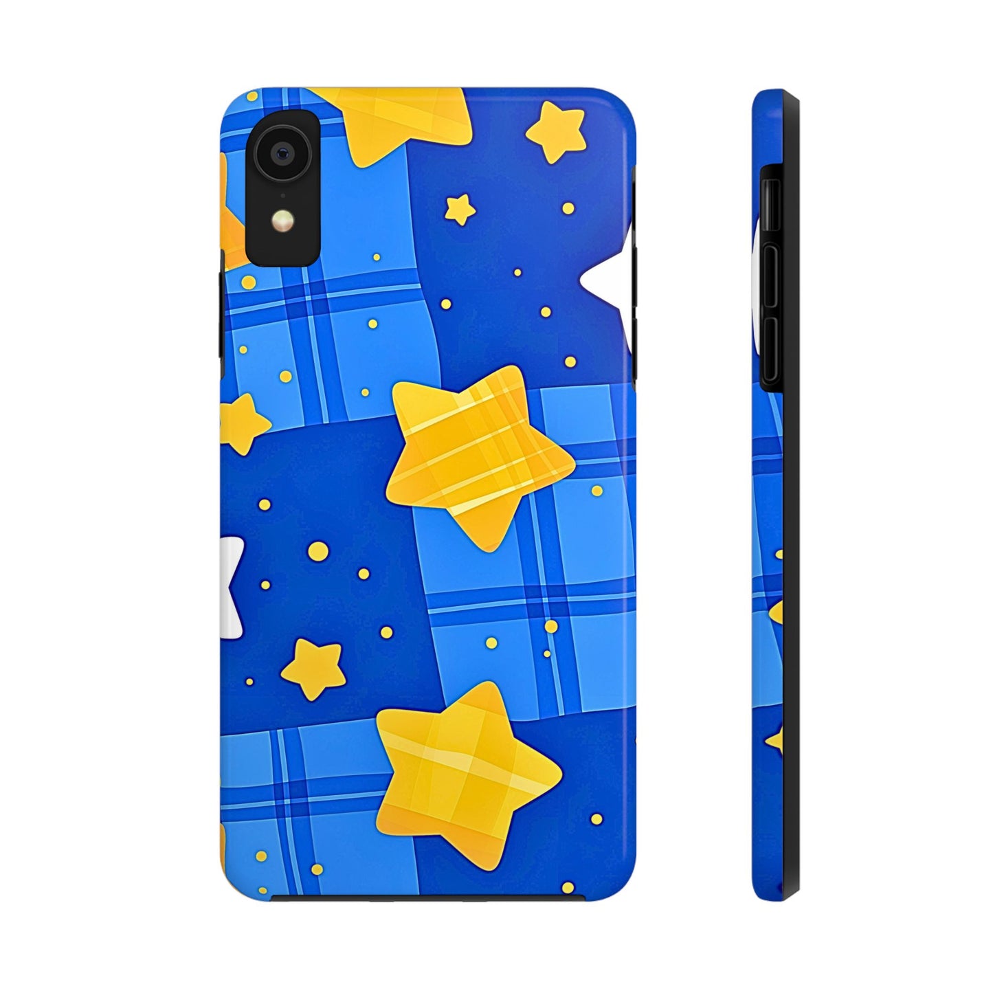 Funda resistente para teléfono con estampado de estrellas y cuadros preppy | Estética