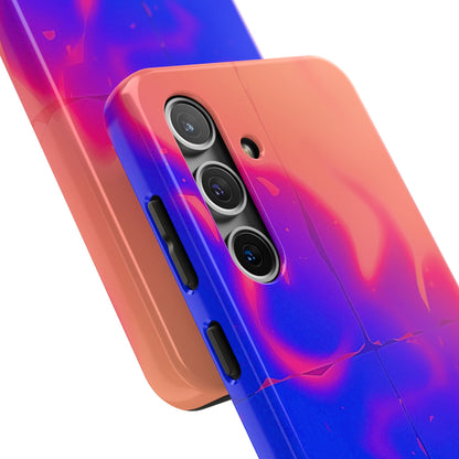 Funda resistente para teléfono con diseño de llamas, degradado abstracto y resplandor del atardecer | Estética