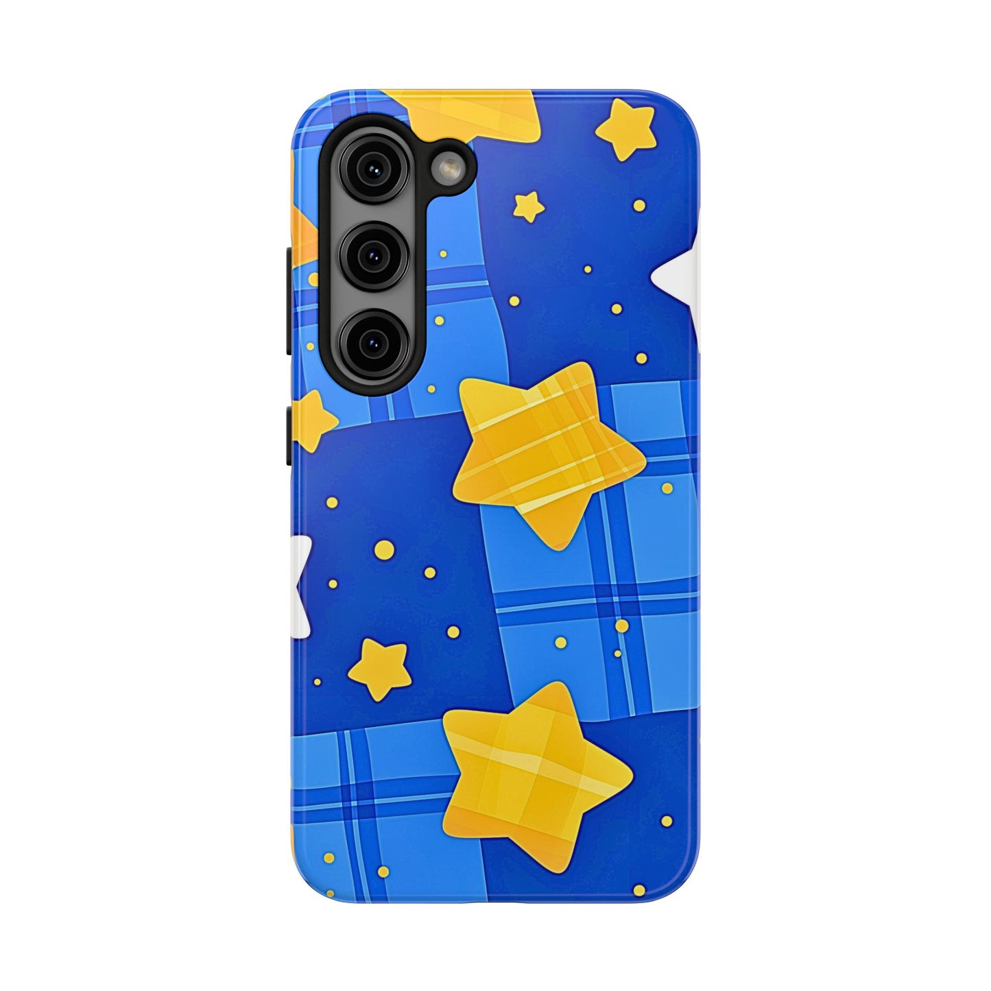 Funda resistente para teléfono con estampado de estrellas y cuadros preppy | Estética