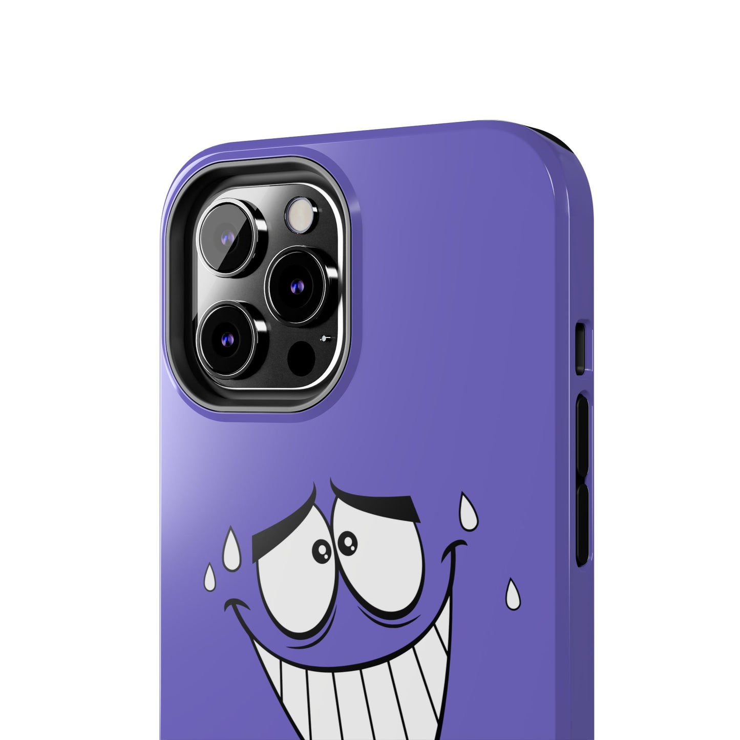 Awkward Nervous Cartoon Face Purple Background Tough Phone Case | Funny