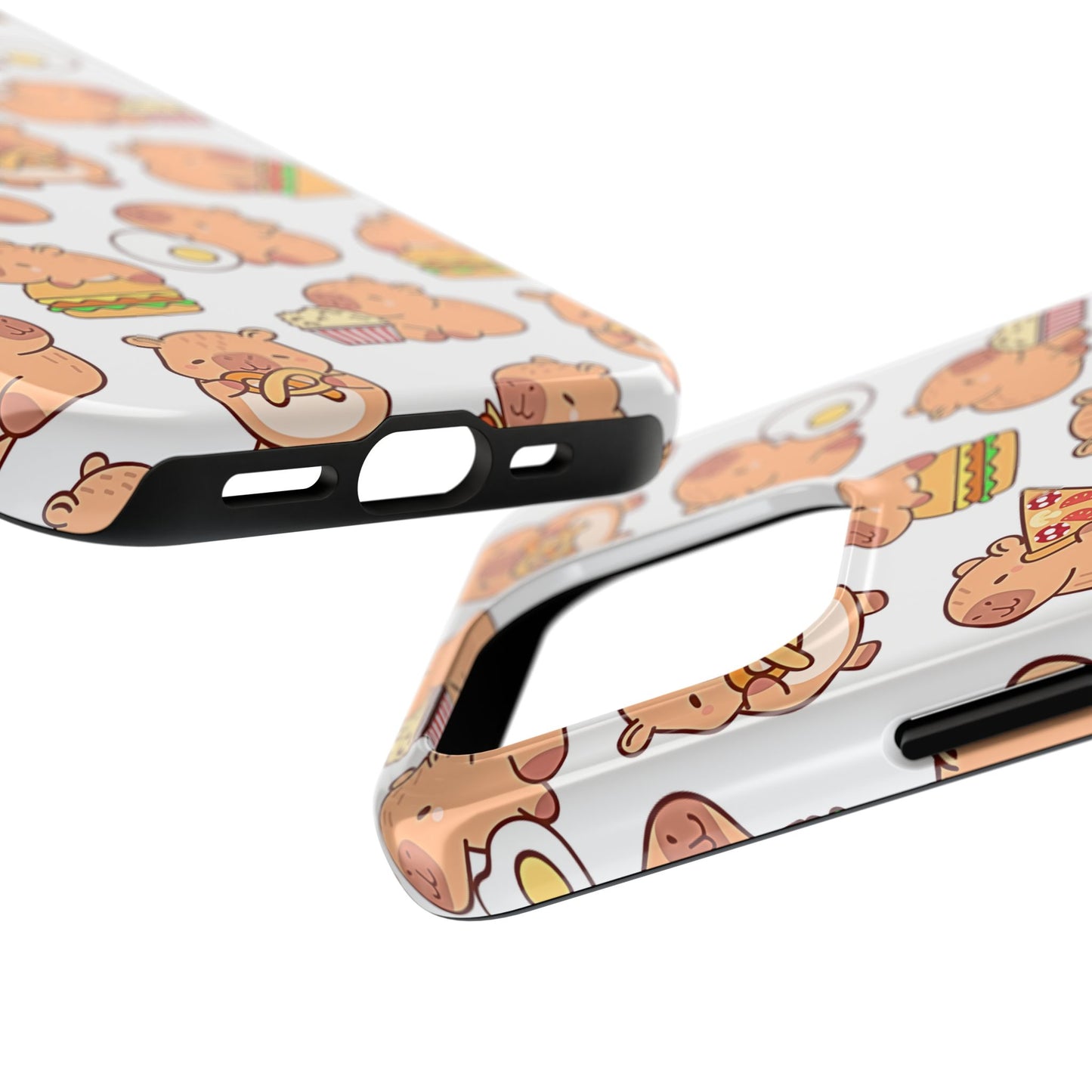 Cute Capybara Eating Pizza Ice Cream & Snacks Cartoon Food Tough Phone Case | Animals