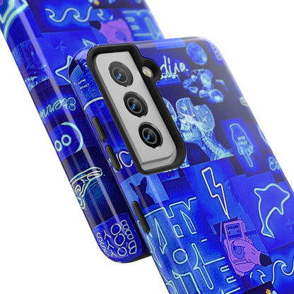 Blue Neon Style Tough Phone Case | Aesthetic