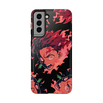 Tanjiro Kamado Flamed Style Black Tough Phone Case | Anime - Demon Slayer