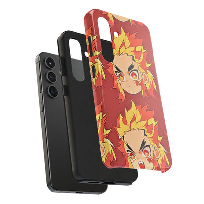 Rengoku Head Pattern Dark Orange Tough Phone Case | Anime - Demon Slayer