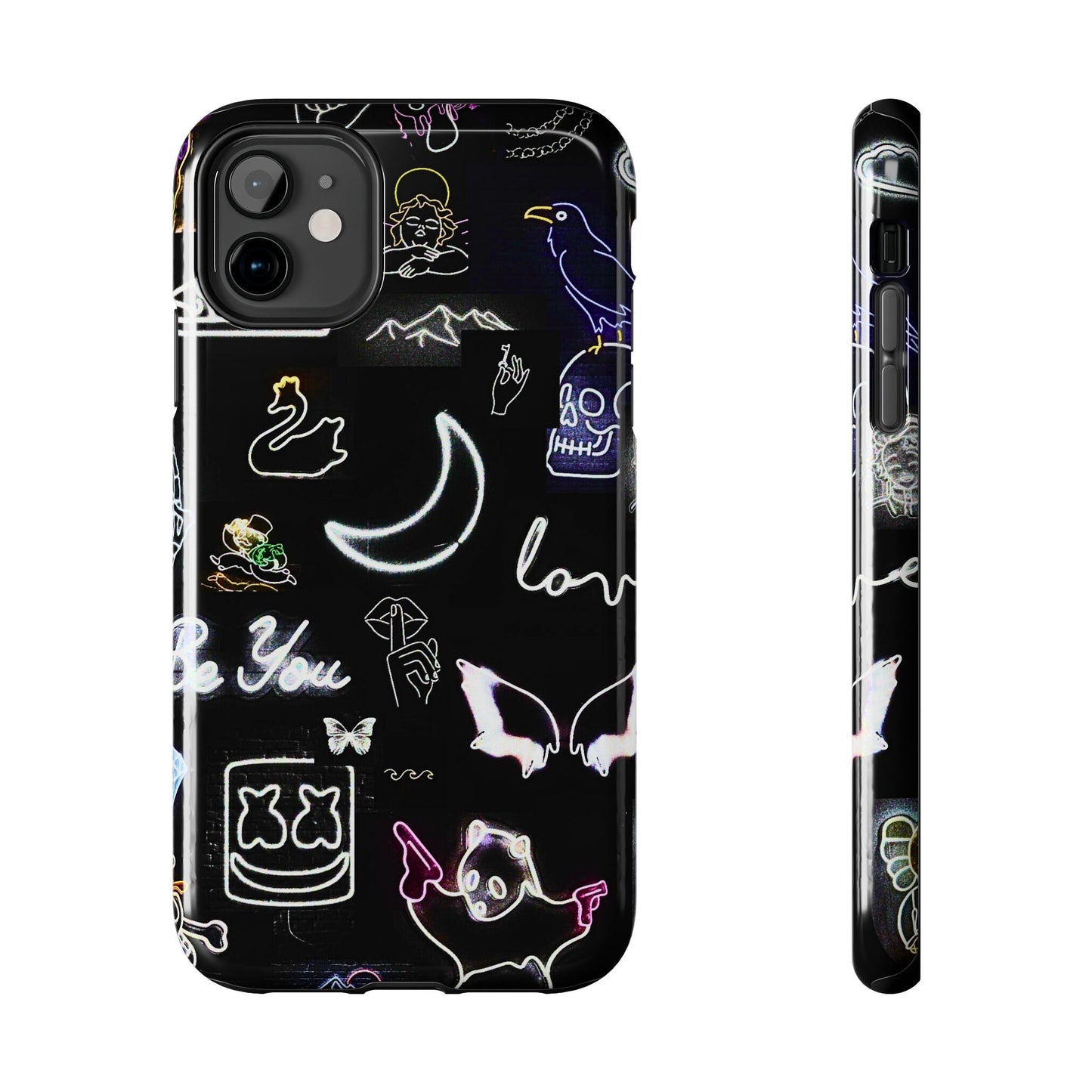 Funda resistente para teléfono estilo neón blanco | Estética