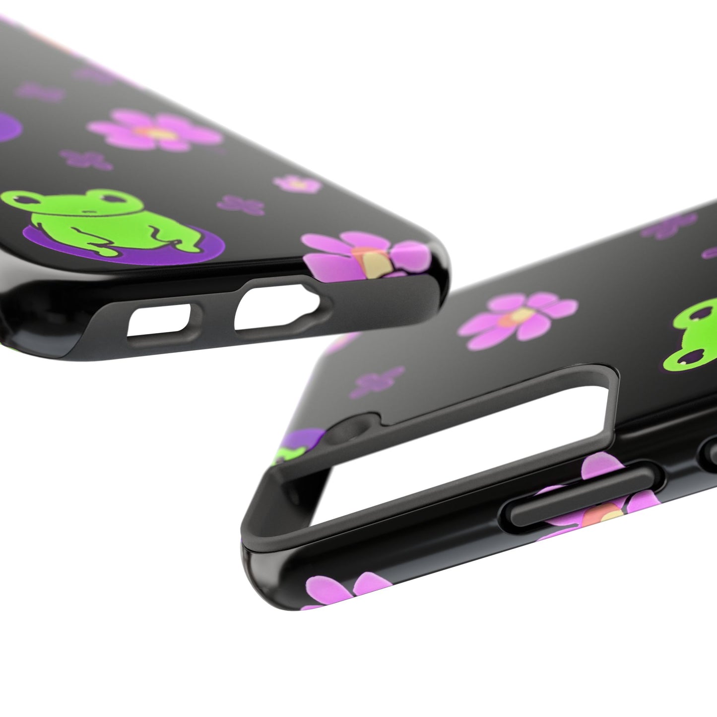 Cute Frog & Pink Flowers Pattern Style Tough Phone Case | Animals