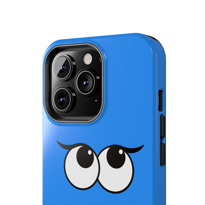 Silly Tongue Out Cartoon Face Blue Background Tough Phone Case | Funny