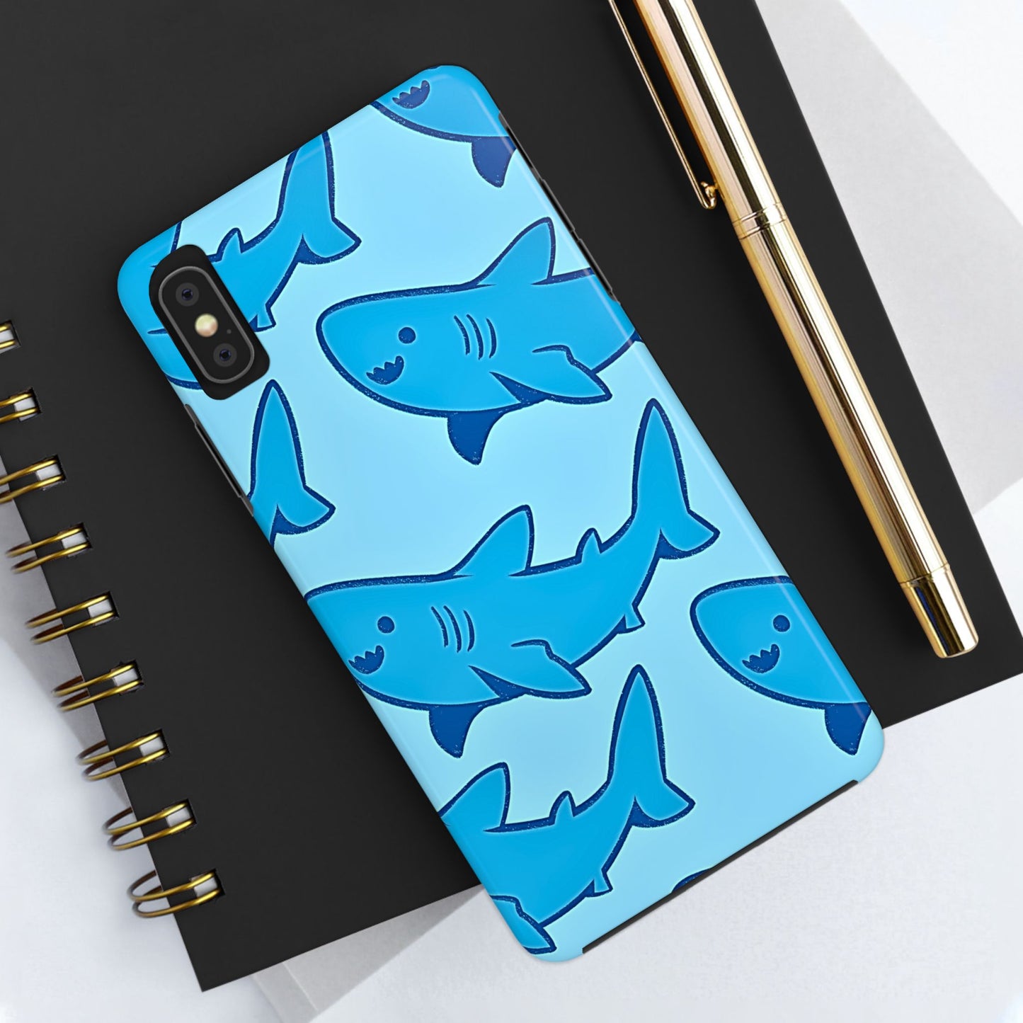 Smiley Shark Fun Pattern Tough Phone Case | Animals