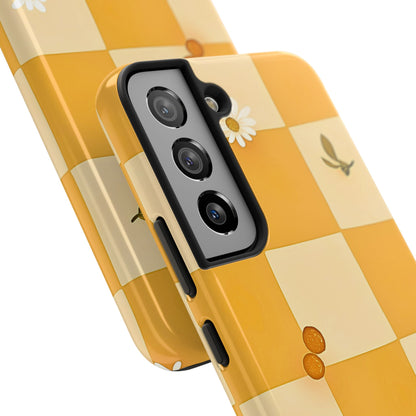 Yellow Checkered Preppy Daisies Tough Phone Case | Aesthetic
