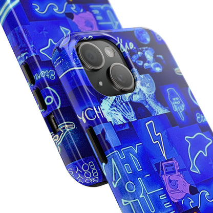 Blue Neon Style Tough Phone Case | Aesthetic